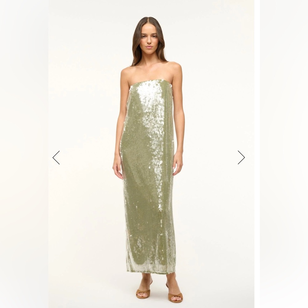 Staud Casey Sequin Green Gown